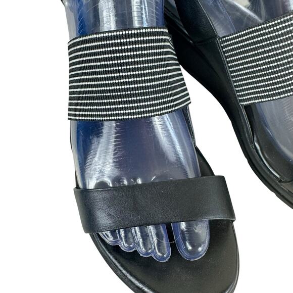 Andrew Geller Fileena Black Open Toe Strappy Heeled Wedge Sandals Size 8 - Picture 2 of 7